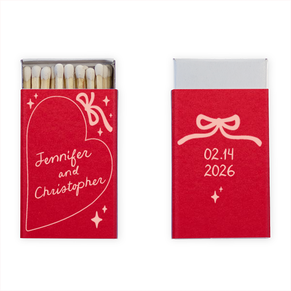 Hand-drawn Heart & Bow Matches