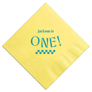 The First Birthday Napkin is perfect for young child birthdays. Customize the design in your choice of text, color and style to create joyous memento for a memorable occasion.