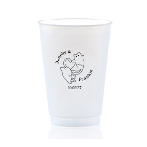 Unite in love with the Cat Tails of Love Wedding Cup, where two cats entwine tails to form a heart. Arched around the design you can customize with the couple's names and below the date of your union.