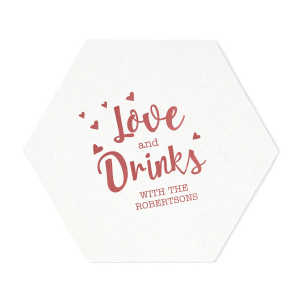 Love And Drinks Heart Coaster