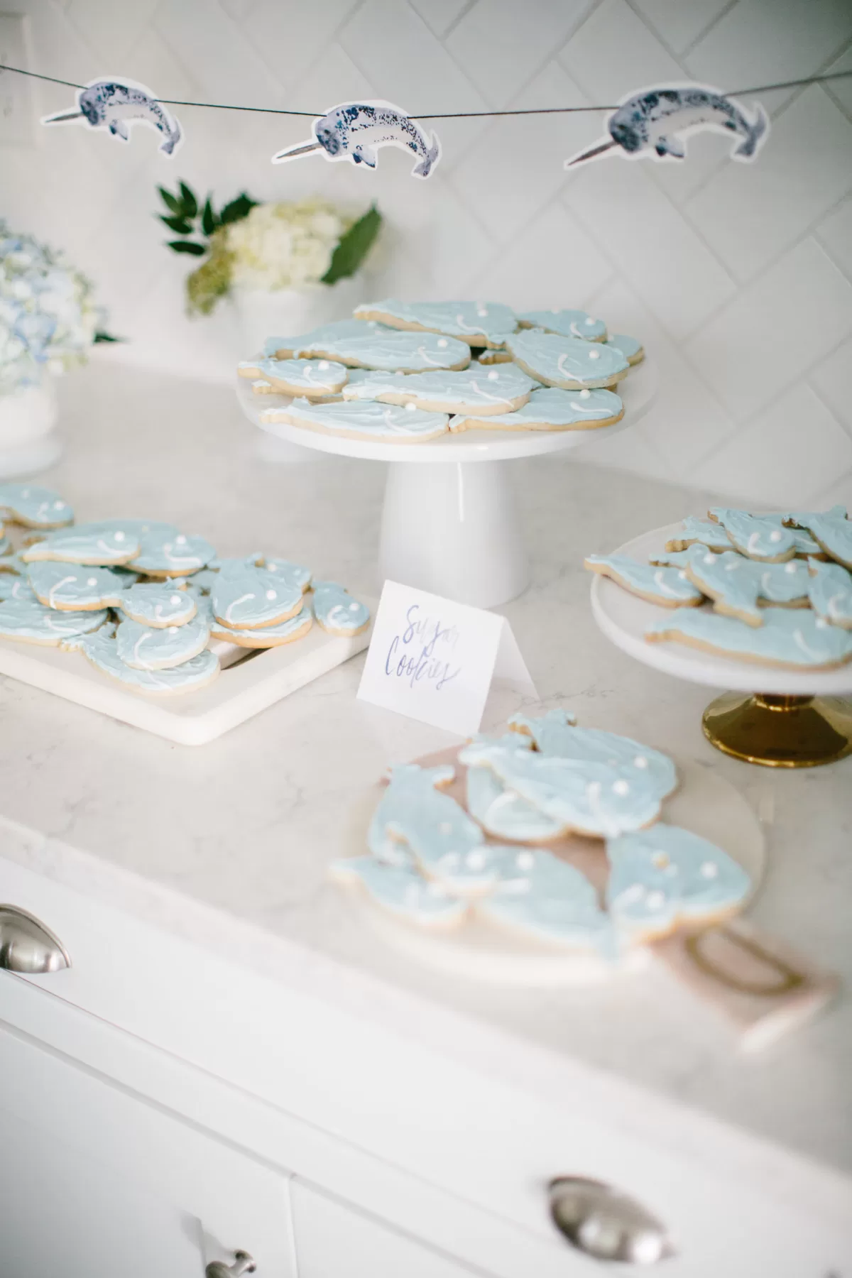 narwhal themed baby boy baby shower dessert ideas