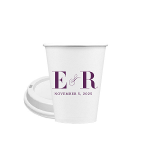 Sip with sophistication from the Pretty Monogram Paper Cup, where a graceful ampersand weaves together the couple's bold initials. Adorned below with the date, this cup elevates every toast with its blend of elegance and unity.