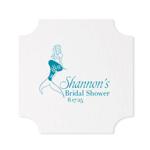 Our personalized Blush with Kraft back Nouveau Coaster with Satin Teal / Peacock Foil has a Mermaid graphic and is good for use in Trendy, Beach/Nautical, Outdoors themed parties and will look fabulous with your unique touch. Your guests will agree!