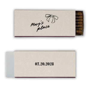 Elevate your home's decor or gift a stylish token at your housewarming with the Chic Abode Bow Matchbook, personalized with your name. Its modern bow graphic infuses sophistication and a contemporary edge into any living space.