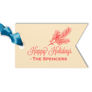 Happy Holidays Pine Letterpress Gift Tag