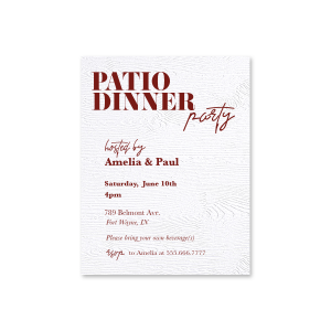 Meet our ever-popular Patio Dinner Party Invitation, with graphics designed just for you! It is a breathtaking invitation which will make your guests be there at any cost.