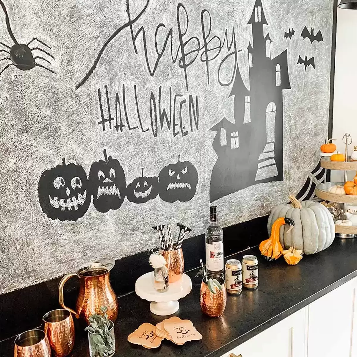 halloween party chalk wall