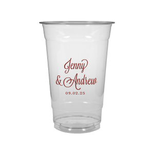 Sip in style with the Formal Names Swirly Script Cup, where elegance meets celebration. The couple's names take center stage, rendered in a beautiful script full of curls and swirls. This convivial design, completed with the event date, adds a touch of sophistication, making every drink a part of the joyous occasion.