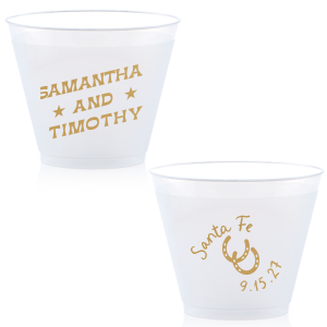 Get wild and rowdy with the customizable Giddy-Up Western Cup. Personalize the text with the names of your favorite cowpokes in the ink color of your choice. Perfect for sipping cool refreshments during blistering summer hoedowns. 