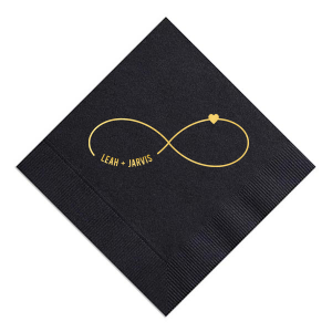 Love is forever! This adorable custom cocktail napkin is perfect for your wedding or engagement party. Show your partner your infinite love with this infinity sign custom cocktail napkin.