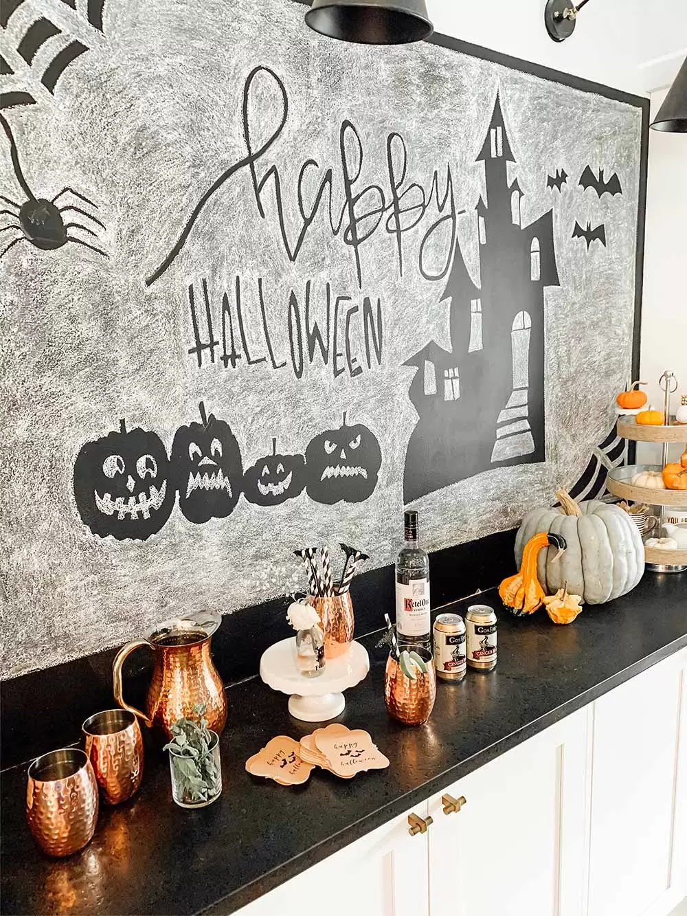 halloween party chalk wall