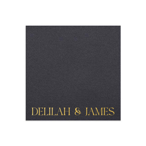 Bring an air of elegance to your next party event with the Deluxe Couples Name Napkin. Customize the text with your choice of color and napkin style to elevate your function to the next level. The napkin design is perfect for momentous weddings, important anniversaries or even cozy home entertainment. 