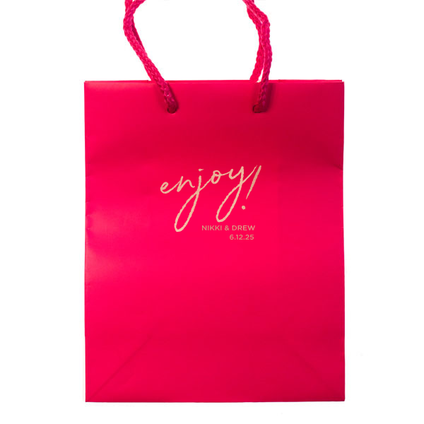 Our personalized Red Gift Bag with Shiny Rose Gold Foil are a must-have for your next event—whatever the celebration!