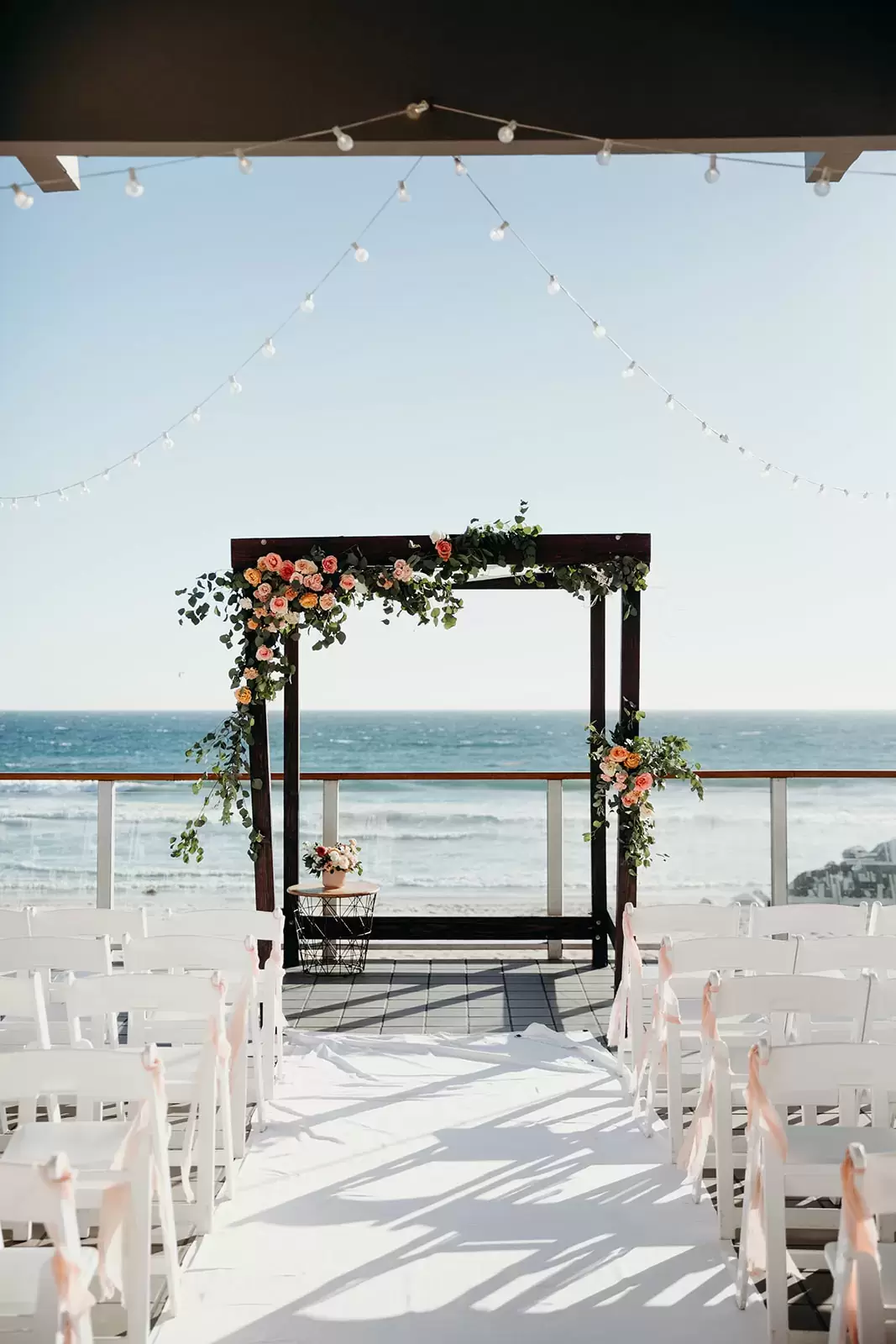 seaside Malibu wedding arch with ocean view