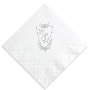 Our beautiful custom Crystal White Cocktail Napkin with Satin Sterling Silver Foil has a Crest Rose graphic and is good for use in Frames, Floral, Wedding themed parties and will look fabulous with your unique touch. Your guests will agree!