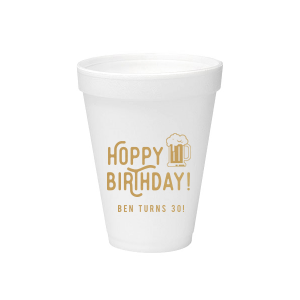 Raise a glass—and a laugh—with the Hoppy Birthday Foam Cup! Featuring vibrant "Hoppy Birthday" text and a foaming beer mug, it’s the ultimate brew-themed bash accessory. Customize with the celebrant’s name for cheers guaranteed from every sip!