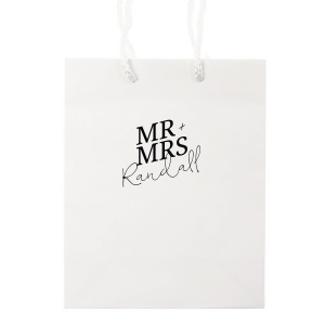 The Bold Mr. + Mrs. Party Bag is a perfect addition to your next weeding or momentous party event. The trendy and popular design features your choice of customizable text to best personalize your own message.