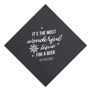 ForYourParty's elegant Slate Cocktail Napkin with Matte White Foil has a Snowflake 3 graphic and is good for use in Christmas themed parties and will add that special attention to detail that cannot be overlooked.