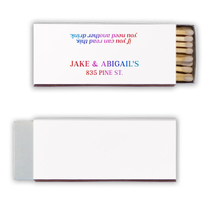 Light up these Get Another Drink Our Place Matches and watch the fun begin! The catchy phrase and eye-catching design will get the party started and keep it going. Perfect for a home bar, game room, or backyard barbecue, these matches are sure to be a hit.