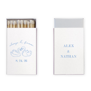 Finding your right match is easy with the Swan Couple Matchbox. The bespoke design features two courting swans alongside customizable text, making for an easy to personalize memento that's sure to make it mark on people's heart and minds. 