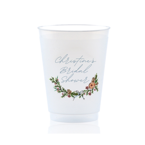 The Bridal Shower Wreath Full Color Cup is a perfect addition to your next momentous celebration. The full color screen-printed cup is customizable with your choice of text to best match your party's unique vibe!