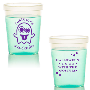 The ever-popular Purple 16 oz Stadium Cup with Matte Key Lime Ink Ink Color has a Ghost 2 graphic and is good for use in Halloween themed parties and can be customized to complement every last detail of your party.