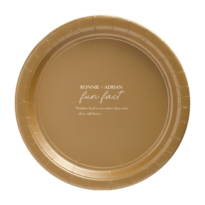 Personalized Gold Appetizer Plat with Matte White Ink will give your party the personalized touch every host desires.