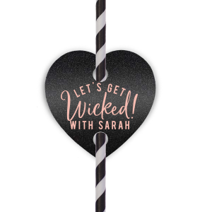 Add mischief to your sip with the Let's Get Wicked Straw Tag. It invites guests to revel in wickedly fun festivities, while the celebrant's name seals the deal. This little tag turns every drink into a spirited party statement!