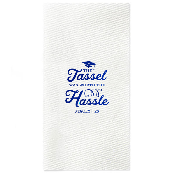 ForYourParty's elegant Powder Blue Cocktail Napkin with Shiny Royal Blue Foil has a Cap graphic and is good for use in Graduation themed parties and are a must-have for your next event—whatever the celebration!