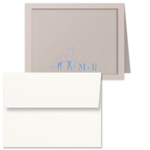 Our custom Natural Clay Gray Classic Note Card with Satin French Blue Foil has a Cottage Fox graphic and is good for use in Animals themed parties and can't be beat. Showcase your style in every detail of your party's theme!