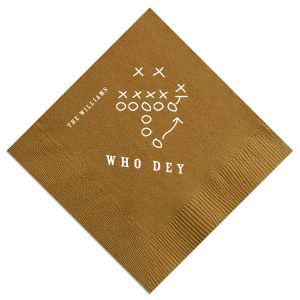 The new custom Big Game Napkin has a special graphics that will add the final touch on your party. They will bring that Football spirit inside your party, your guests will agree!