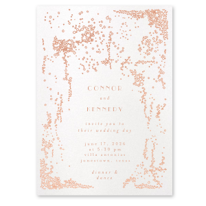 Our personalized Stardream Crystal White Foil Stamped Invitation with Shiny Rose Gold Foil will add that special attention to detail that cannot be overlooked.