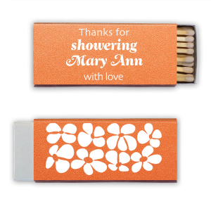 Custom Stardream Copper Riviera Matchbox with Matte White Foil has a Daisy Pattern graphic and is good for use in Trendy, Floral, Wedding themed parties and can be personalized to match your party's exact theme and tempo.