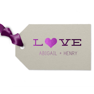 Tag your favors with the Love Heart Tag, where a stylized heart as the 'O' echoes the timeless beat—love is all you need. The couple's names below share this universal rhythm, making each gift a testament to love's power.