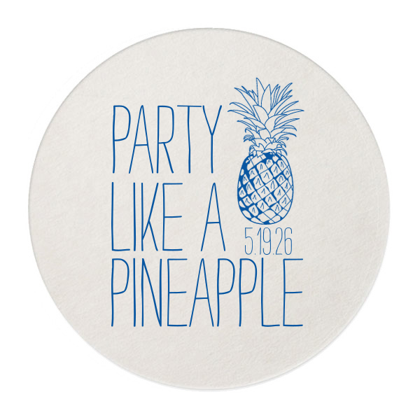 ForYourParty's elegant White Square Coaster with Matte Royal Blue Foil has a Pineapple graphic and is good for use in Food themed parties and will look fabulous with your unique touch. Your guests will agree!