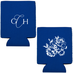 Our custom Royal Blue Flat Can Cooler with Matte White Ink has a Romantic Rose Bunch graphic and is good for use in Floral, Lovely Press, Wedding themed parties and couldn't be more perfect. It's time to show off your impeccable taste.