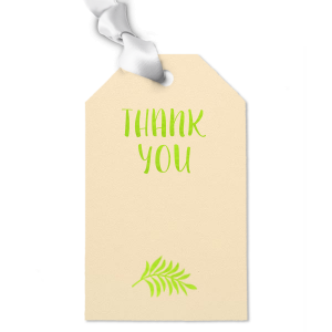 The ever-popular Natural Frost White Wine Gift Tag with Shiny Kiwi / Lime Foil Color has a Leaves graphic and is good for use in Floral themed parties and can be customized to complement every last detail of your party.