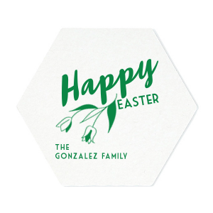 Our custom Eggshell Square Coaster with Matte Leaf Foil has a Tulip Flower graphic and is good for use in Floral and Easter themed parties and will give your party the personalized touch every host desires.