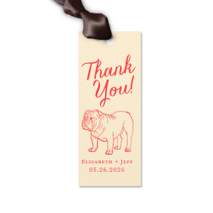 ForYourParty's chic Poptone Pastel Pink Luggage Gift Tag with Satin Copper Penny Foil has a Bulldog graphic and is good for use in Animals themed parties and will give your party the personalized touch every host desires.
