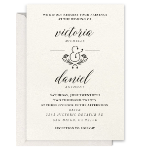 Floral Ampersand Letterpress Invitation