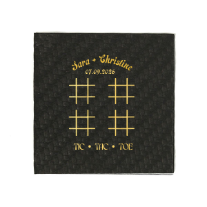 Delight guests with the Nuptial Tic-Tac-Toe Game Napkin, perfect for interactive fun at your celebration. Personalize with your special date and names for a playful twist. A charming addition to any wedding or event table.
