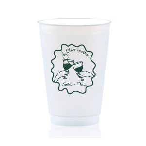 Celebrate one of a kind memories with the Olive Another Cheers Cup! The cheeky yet trendy design features a hand-drawn pair of cheersing glasses within a ribbon frame. Customize the design with your choice of text and foil stamp colors to best match your taste.