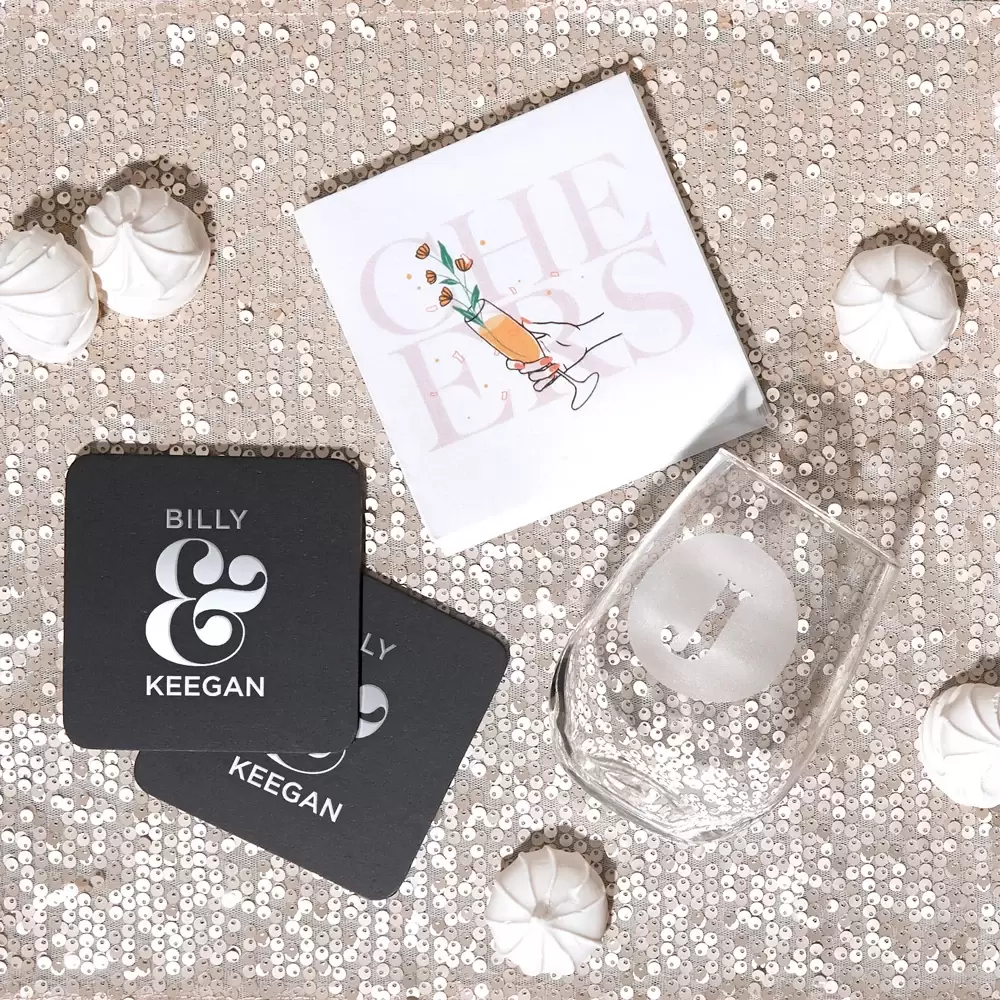 give etched glassware as your wedding favor with For Your Party