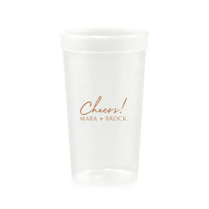 Raise a toast with the Cheers to the Couple Name Cup, where festivity meets elegance. A large, fanciful "Cheers!" in an exuberant script sets the stage for celebration, while the couple's names in bold capitals underscore the personal touch. This frosted cup's simple yet impactful design perfectly encapsulates the spirit of a joyous toast to love and unity.