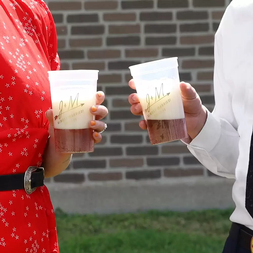 rehearsal dinner stadium cups are a great detail to add to your plans