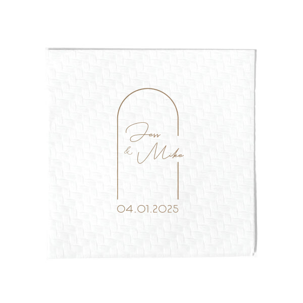 ForYourParty's elegant White Cocktail Napkin with Shiny Rose Gold Foil has a Broken Arch graphic and is good for use in Geometric themed parties and will give your party the personalized touch every host desires.