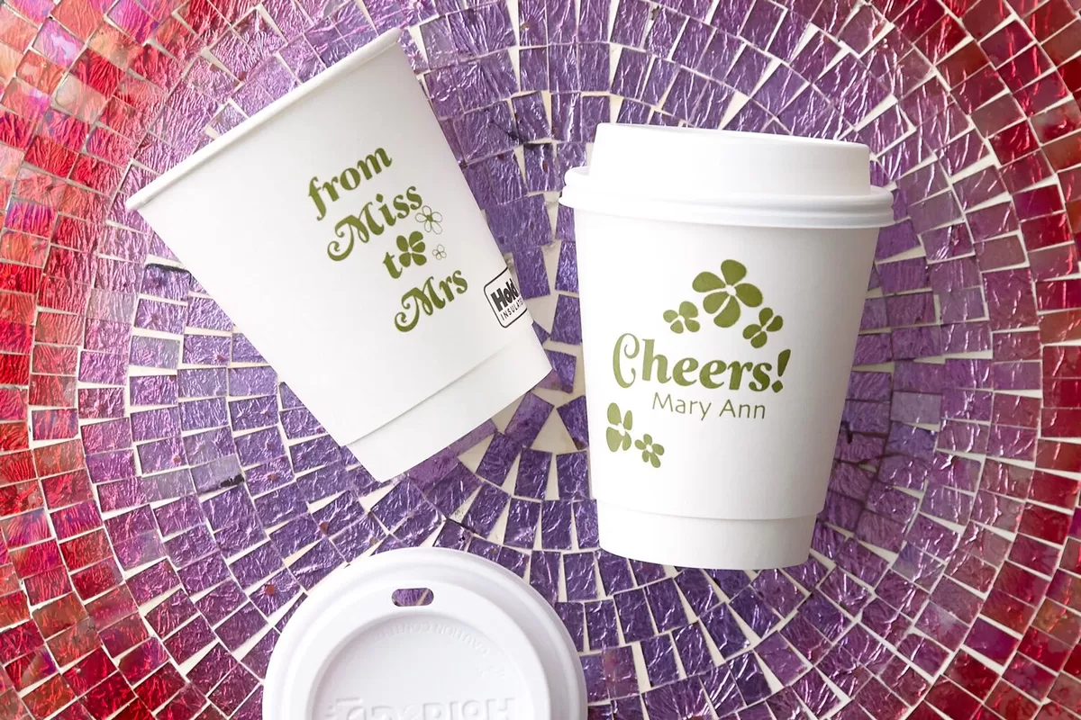 groovy bridal shower custom 8 oz. paper coffee cups