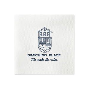 Lay down the law of the land at your housewarming with the Home Rule Maker Napkin, featuring "We make the rules" beneath a minimalistic modern house graphic, with your chosen name or street in a crisp, modern block font. A statement piece for your new home's debut.