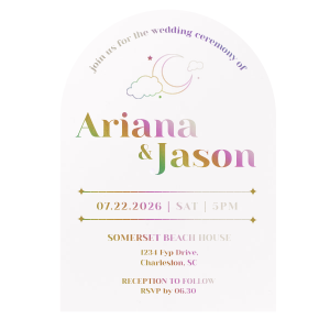Invite your guests and give them a warm welcoming like never before. This elegant and romantic Over the Moon Wedding Invitation is sure to set the tone for a magical and unforgettable celebration