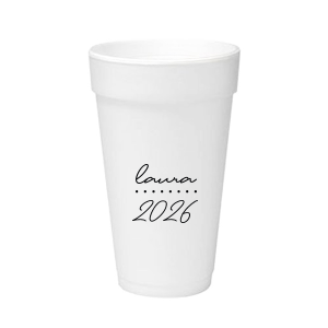 Add a personalized touch to your celebratory drinks with the Graduation Soiree Sip Straw Tag, elegantly inscribed with the grad's name and year of graduation in a sleek script font. A modern and stylish detail for sipping in honor at any classic graduation gathering.
